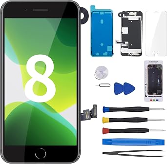 for iPhone 8 Screen Replacement with Home Button 4.7" Black for iPhone SE 2nd 2020 3D Touch LCD Display Digitizer Full Assembly Repair Kit with Front Camera Speaker Fix Tools A1863 A1905 A1906
