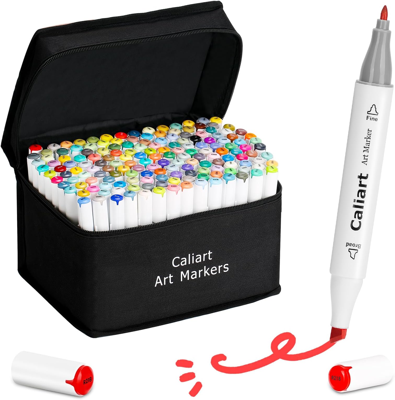Amazon.com : Caliart 168 Colors Alcohol Based Markers, 34 Double Tip ...