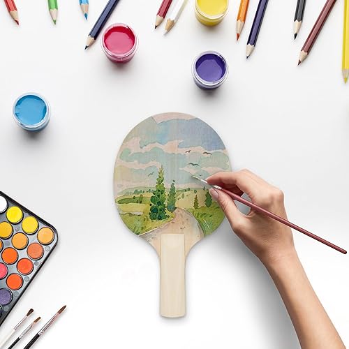 Miniatura 7 de 2 pares de palas de ping pong de madera para bricolaje, raqueta de tenis de mesa de madera sin terminar para pintar una experiencia única de pong