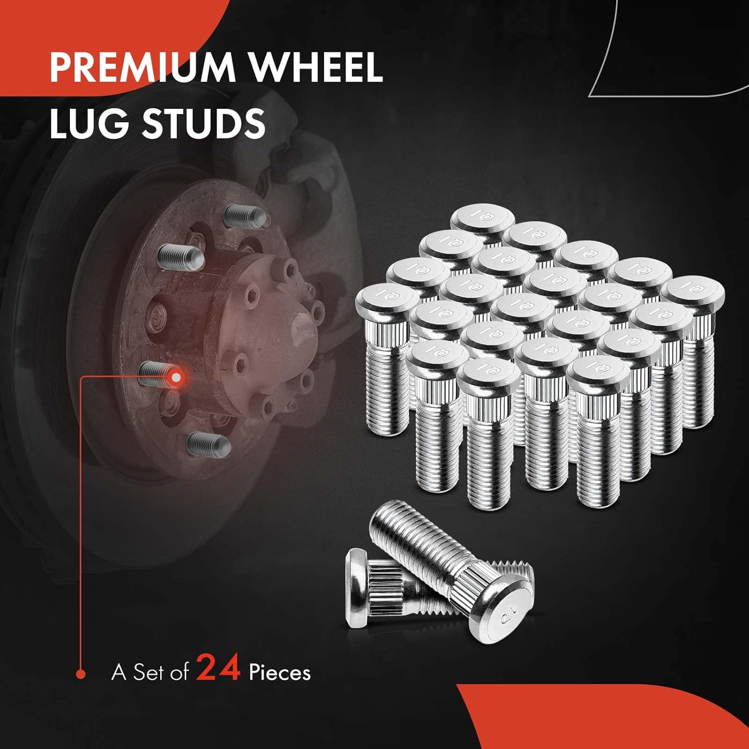 A-Premium 24Pcs M12-1.5 Wheel Studs Compatible with Toyota Camry, RAV4, Corolla, Prius, Highlander, Sienna, Avalon & Chevrolet Prizm, Nova & Lexus ES300, ES330, ES350 & Pontiac Vibe & Scion & Geo