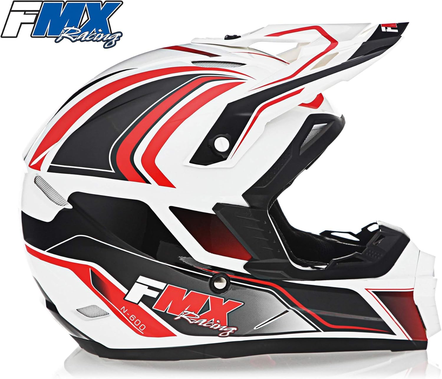 FMX Youth Motocross Dirt Bike Off-Road ATV Motorcycle DOT Approved White Red Helmet Size Youth Medium