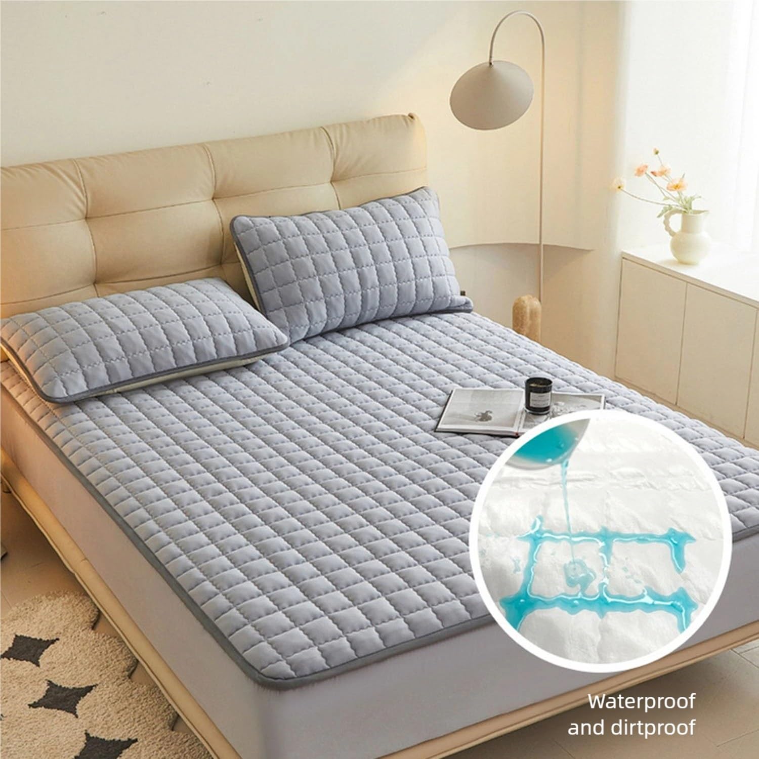 Set coprimaterasso con Angoli Profondi 100x200-200x220 cm con federe trapuntate, Impermeabili e antimacchia (Giallo, 180x200 cm)