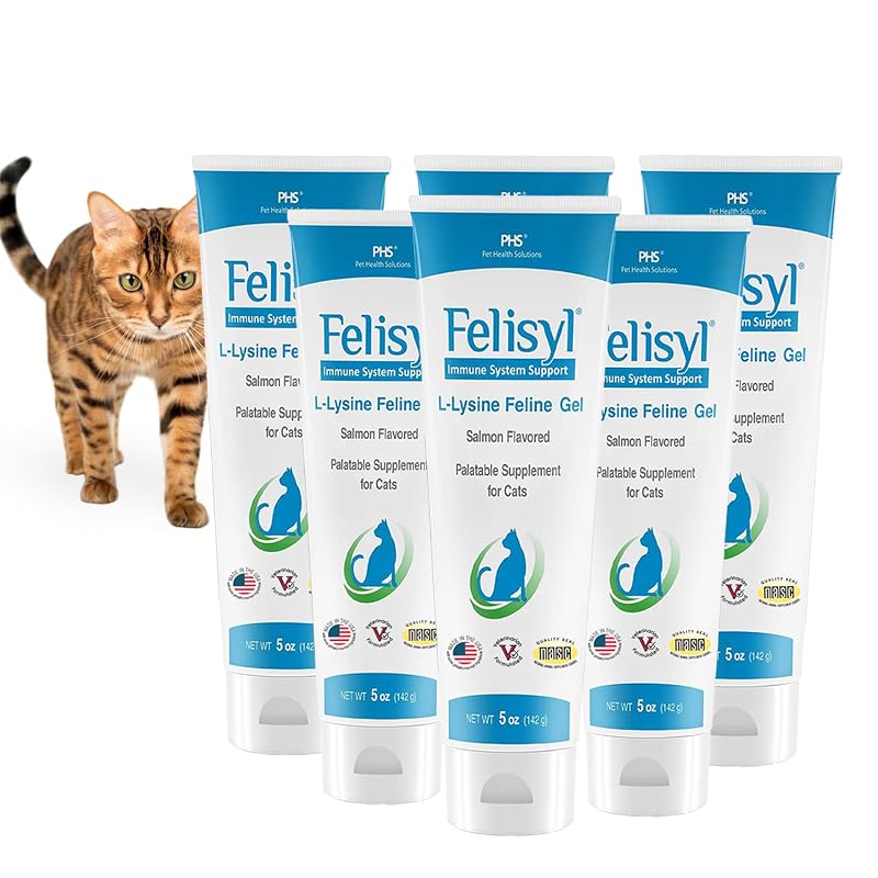 Suplemento de L-Lisina em Gel para Gatos Felisyl Sabor Salmão, Pacote com 6 unidades de 142 g