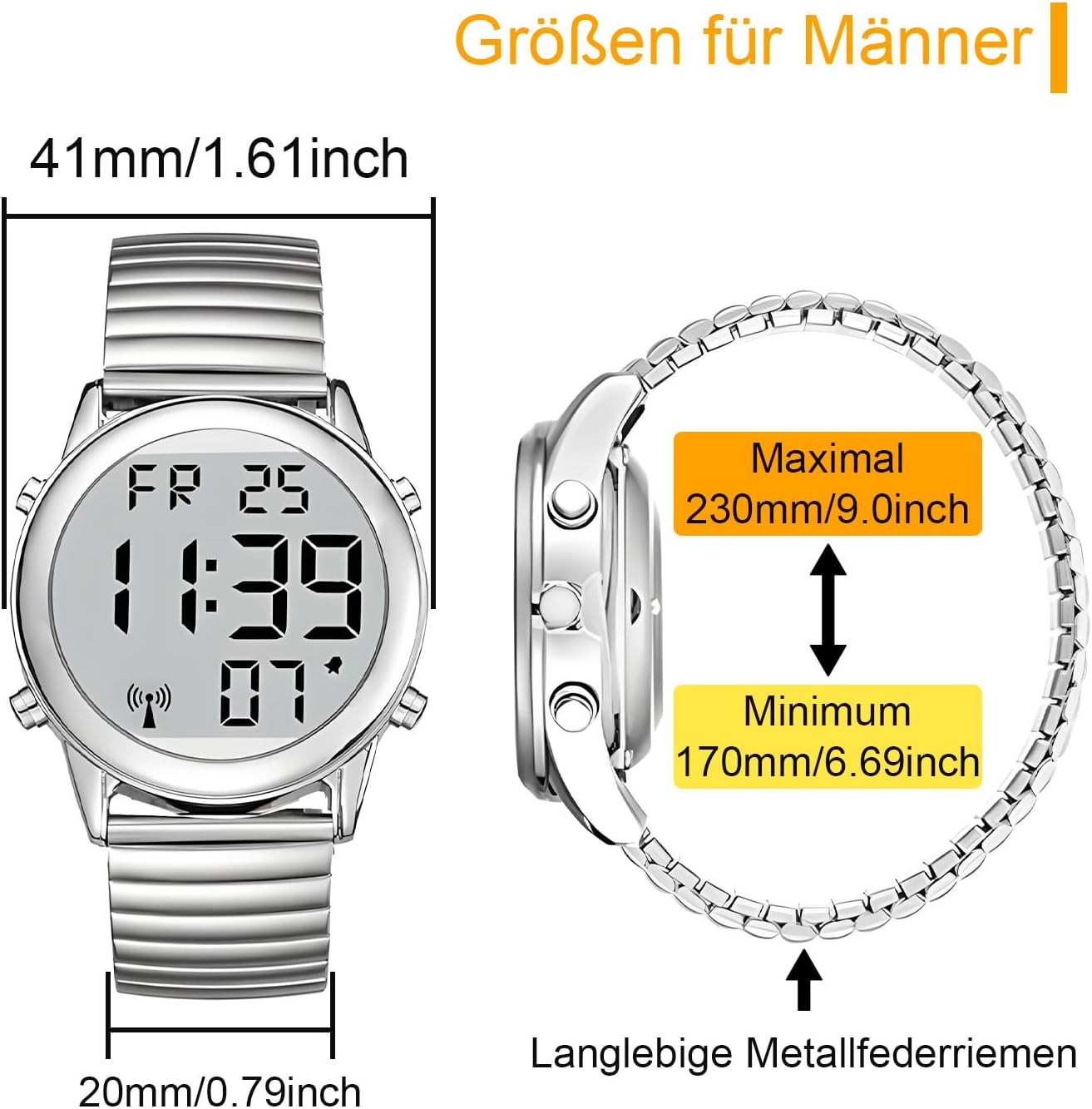 Atomic American English Talking Digital Watch Speaks Clear and Loud Time, Date and Alarm time for Senior,Visually impaired or Blind People