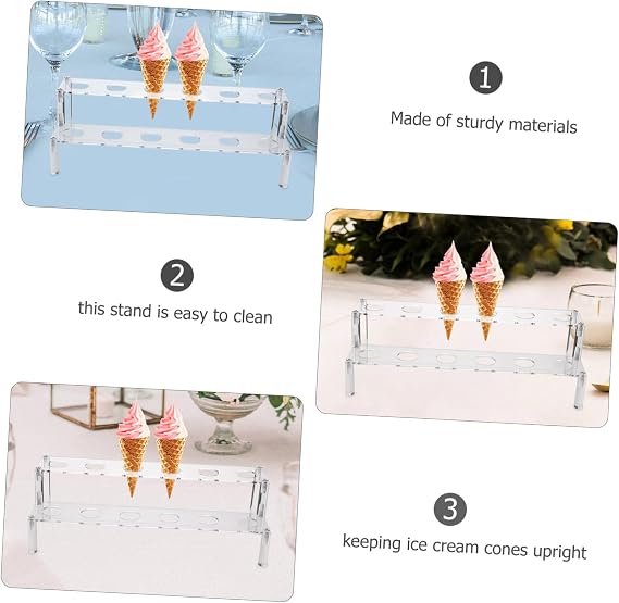 12 Hole Acrylic Ice Cream Cone Holder Stand for Restaurants
