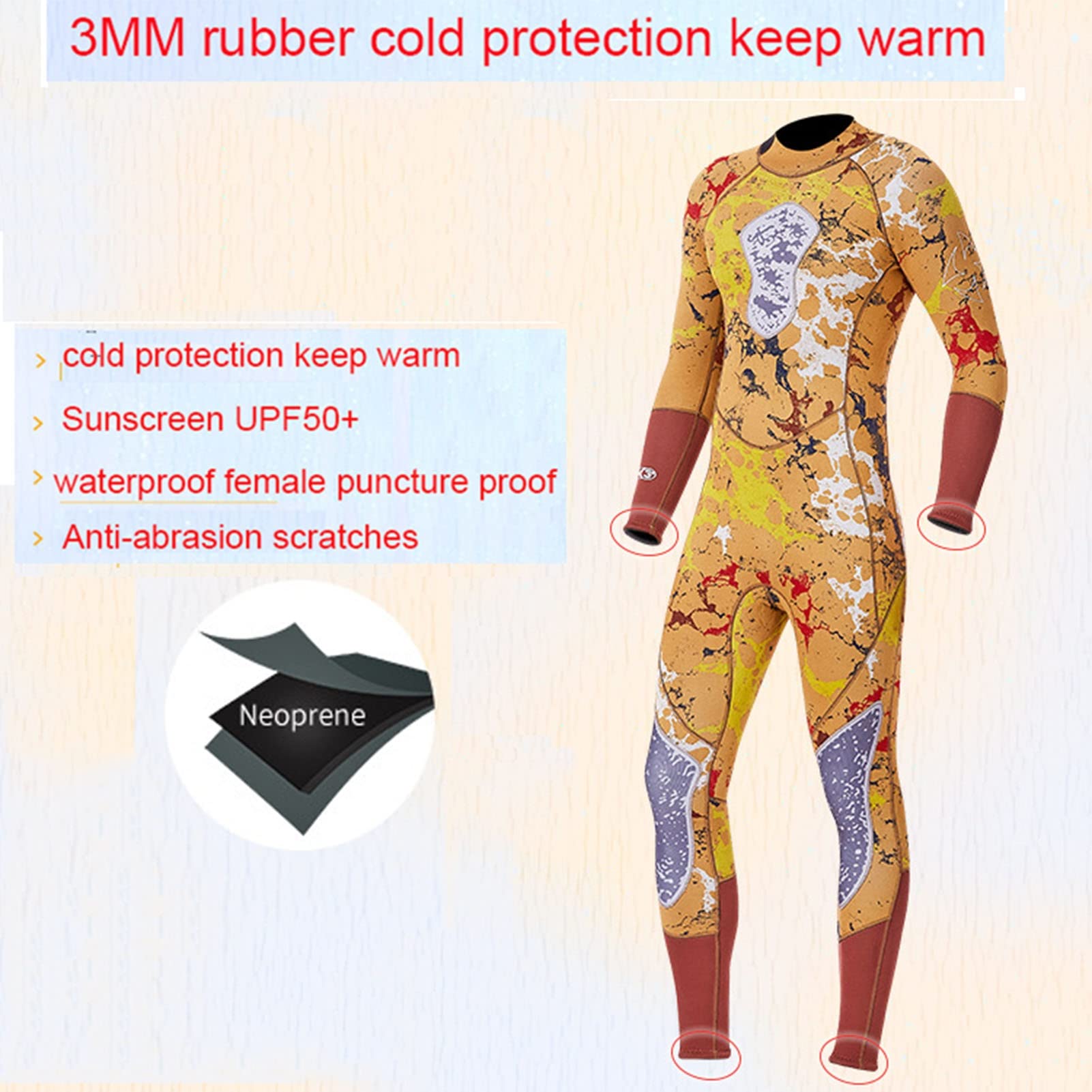 Muta Da Pesca Subacquea 3MM Muta In Neoprene Ispessito E Caldo, UPF50+, Design Con Cerniera Posteriore for Nuotoimmersionisurfsnorkeling