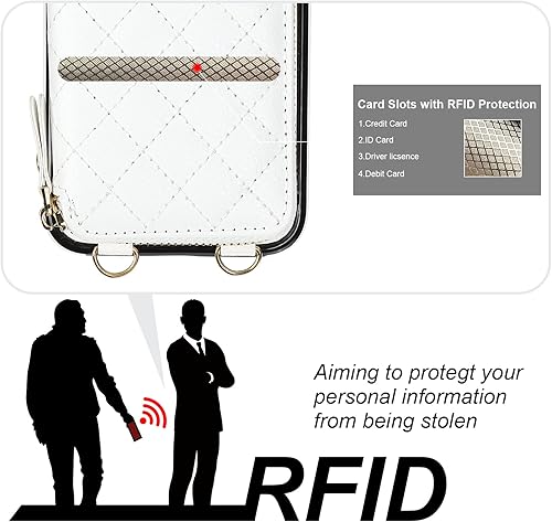 Miniatura 3 de Bocasal Funda tipo cartera cruzada para iPhone 11, con bloqueo RFID, de piel sintética, con cremallera, funda tipo cartera con función atril y