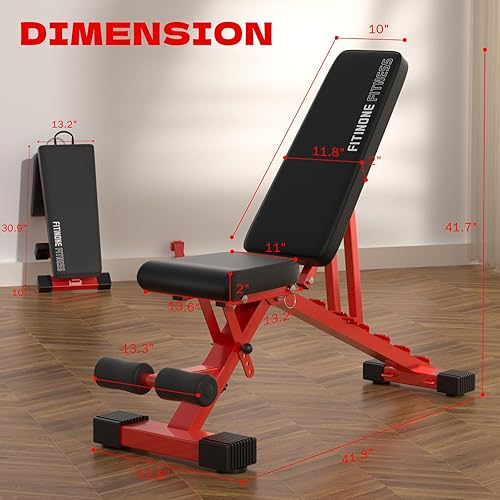 Miniatura 3 de Banco de pesas ajustable, banco de entrenamiento plegable de 800 libras para gimnasio en casa, prensa de banco plano inclinada con plegado rápido