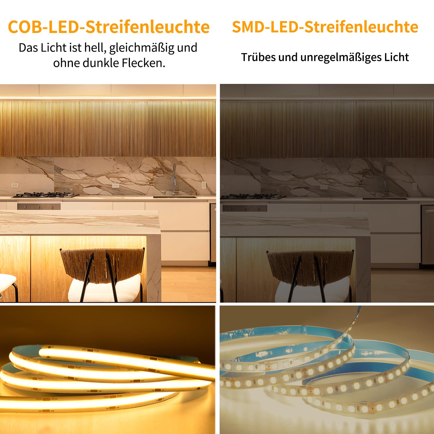 Cob Striscia LED da 15 m, controllo app, con telecomando, DC24 V, 3000 K, luce bianca calda, flessibile, dimmerabile, adatta a camera da letto, stanza, decorazione fai da te