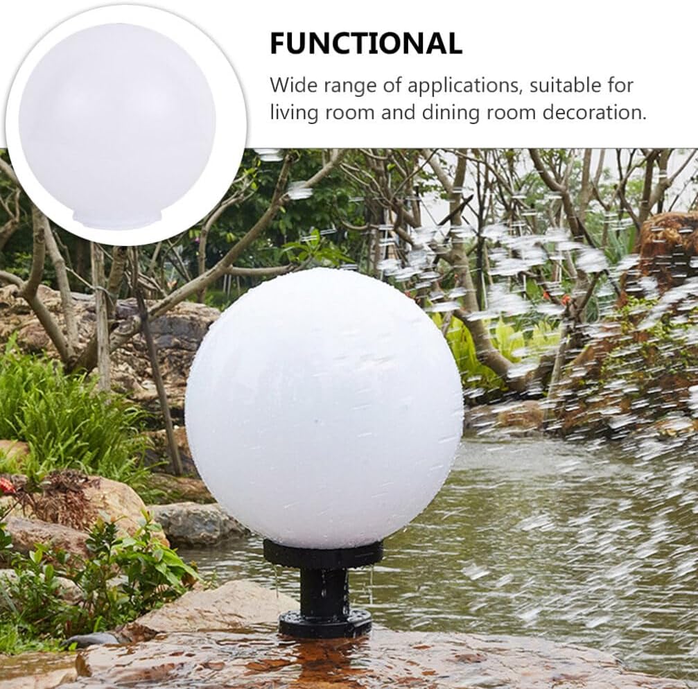 PRETYZOOM 12 Inch White Acrylic Replacement Globe Round Lamp Shade Covers for Ceiling Wall Fixtures Lamp Posts Streetlight 125mm