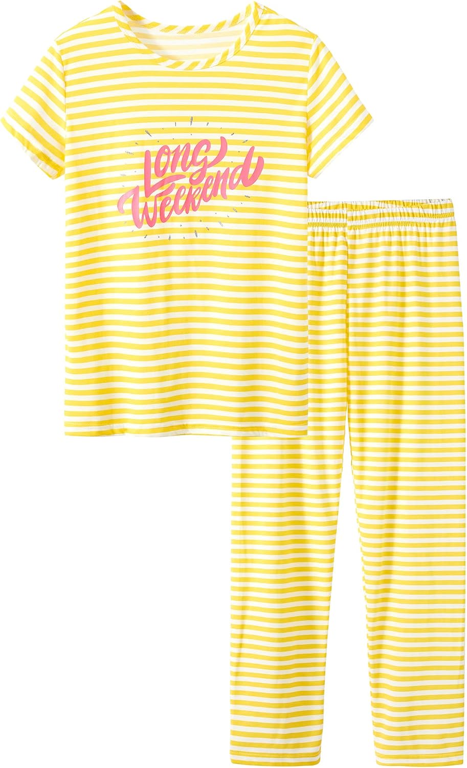 Cozchique Girls 2-Piece Adorable Cartoon Print Soft Pajama Set Size 6-18 | Premium Cotton Blend Fabric, 2-Piece PJs, Cute Jammies for Little & Big Girls, Ideal for Lounging and Sleeping