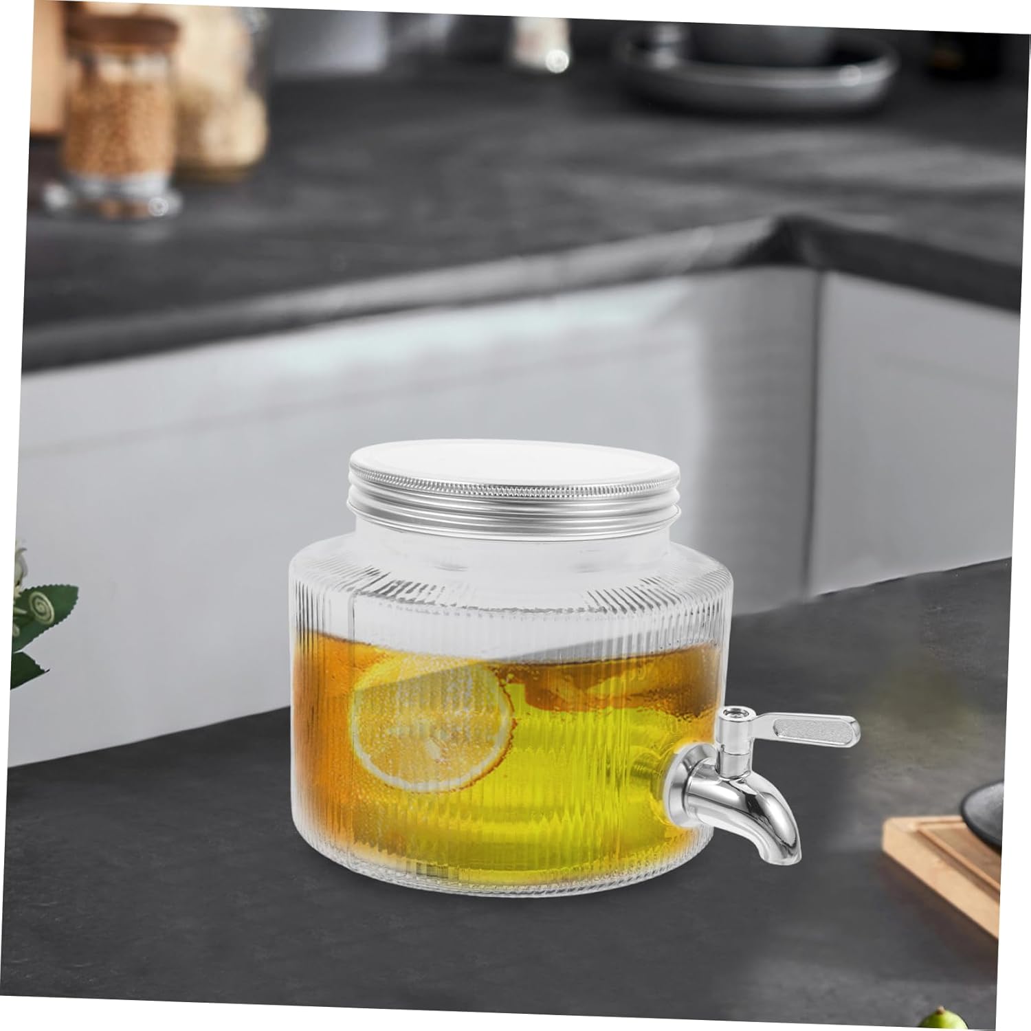 Large Capacity Glass Beverage Dispenser Water Container Juice Dispenser for Fridge Home Party Use