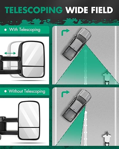 Miniatura 4 de SCITOO Espejos de remolque compatibles con Ford F-150 1997-2003 1997-1999 para Ford para F250 Standard Extended Cab (no compatible con modelos de