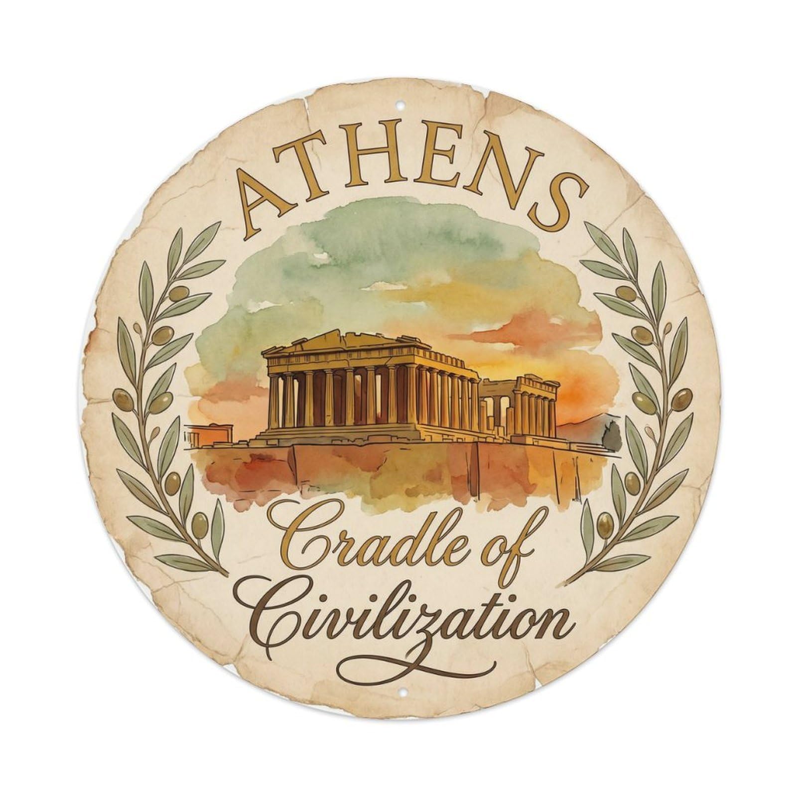 Vintage Travel Acropolis Greece Metal Tin Sign