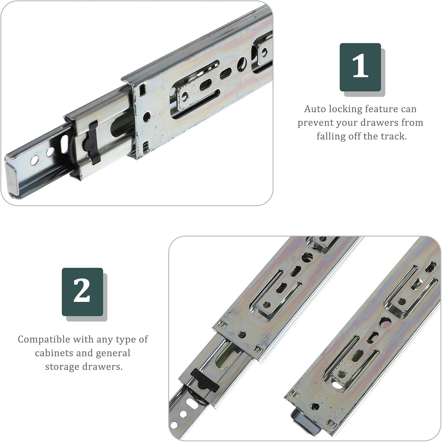 Generic Full Extension Drawer Slides 12 Inch White Three-fold Silent Cabinet Drawer Track Guide Smooth Ball Bearing for Kitchen and Furniture Installation