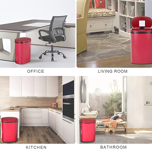 Miniatura 7 de Cubo de basura automático de 13 galones sin contacto, sensor de movimiento infrarrojo con base de acero inoxidable, diseño silencioso antihuellas