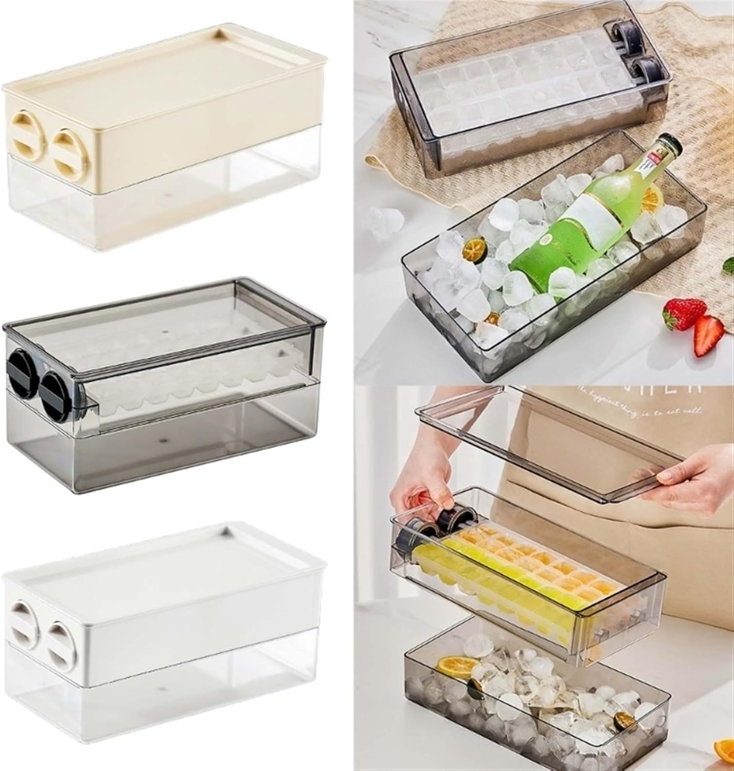 Scatola di stoccaggio di Ghiaccio di Grande capacità con Vassoio per cubetti di Ghiaccio per Coperchio per Cocktail Vino e Succo di Bevande da Bevande Alimentari