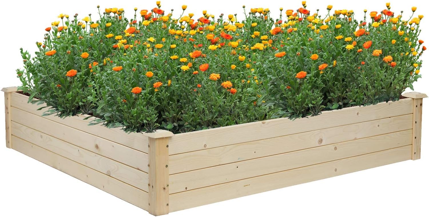 Wooden Planting Frame Ground Elevated Ground Planter Garden Nursery Bed Outdoor