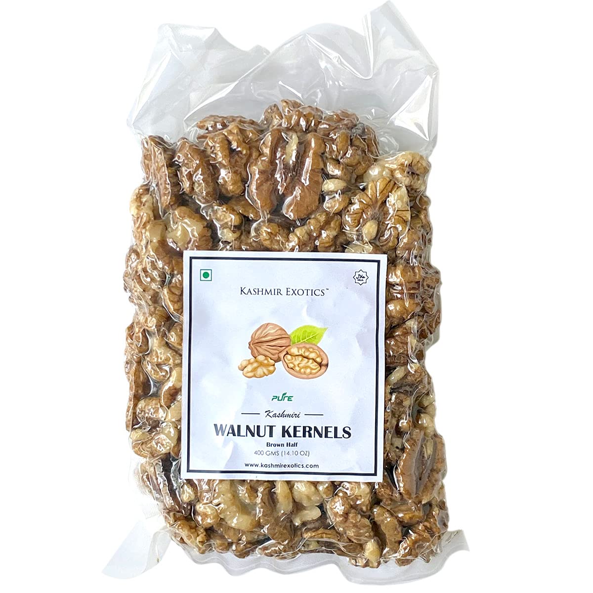 Kashmiri Walnut Kernels Light Brown Halves 400g – Premium Handpicked Akhrot Giri – Vacuum Packed for Freshness – 100% Natural, Rich in Omega-3, Protein & Antioxidants