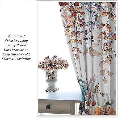 Miniatura 6 de Cortinas de otoño de Acción de Gracias, acuarela, calabazas de otoño, hojas de eucalipto, decoración para el hogar, decoración de otoño de granja,