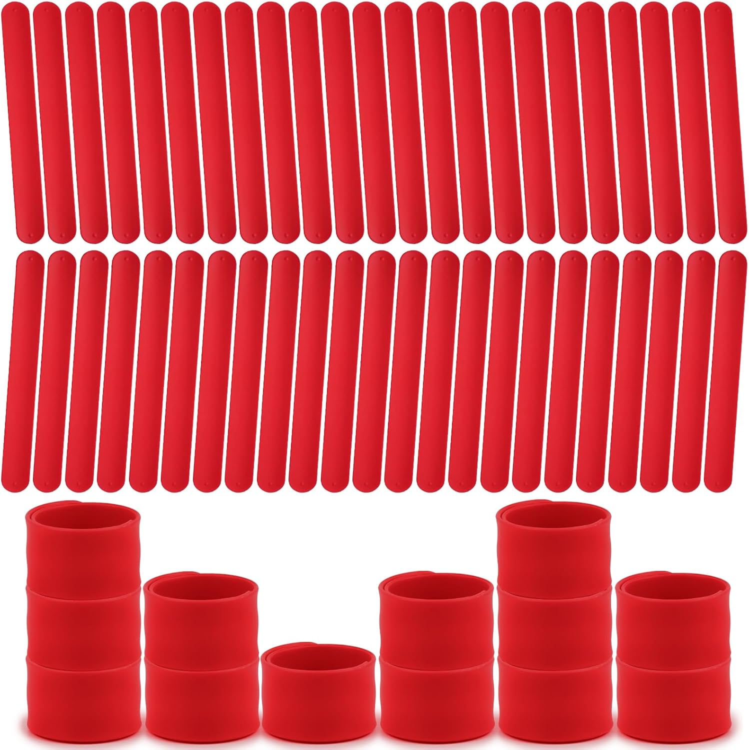 50PCS Silicone Slap Bracelets for Kids - Bulk DIY Craft Project Party Favors, Customizable Snap Bands for Birthdays, Halloween, Christmas, Classroom Prizes & Holiday Gifts(White)