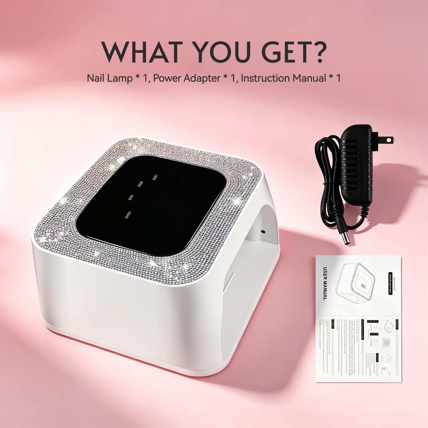 Professional UV LED Nail Lamp, 60 PCS Dual Wavelength Beads Gel Nail Dryer with Auto Sensor, Detachable Tray 4 Timers Curing Lamp for Builder Gel Sculpting Glue Acrylic Rhinestone Adhesive