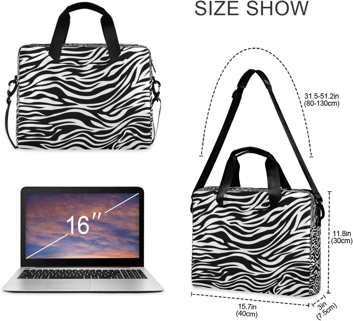 Laptop Bag Stripe Tiger Zebra Skin Texture Laptop Sleeves Case for 13 14 15.6 Inch Computer Tablet Briefcases Carrying Case Shoulder Bag for Work