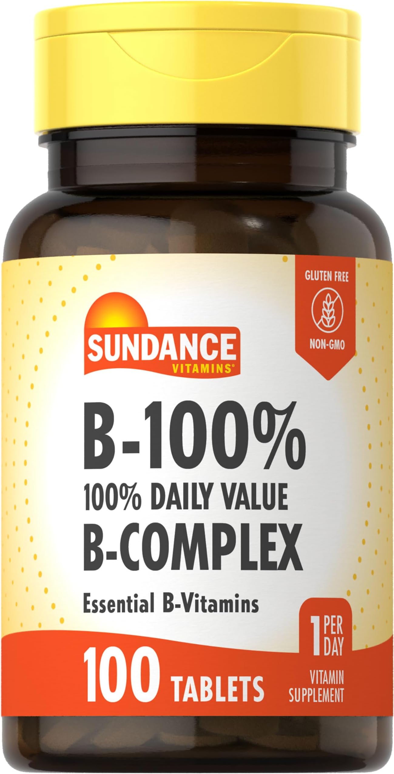 Vitamin B-Complex 100% Daily Value | 100 Tablets | Vegetarian, Non-GMO, and Gluten Free Supplement
