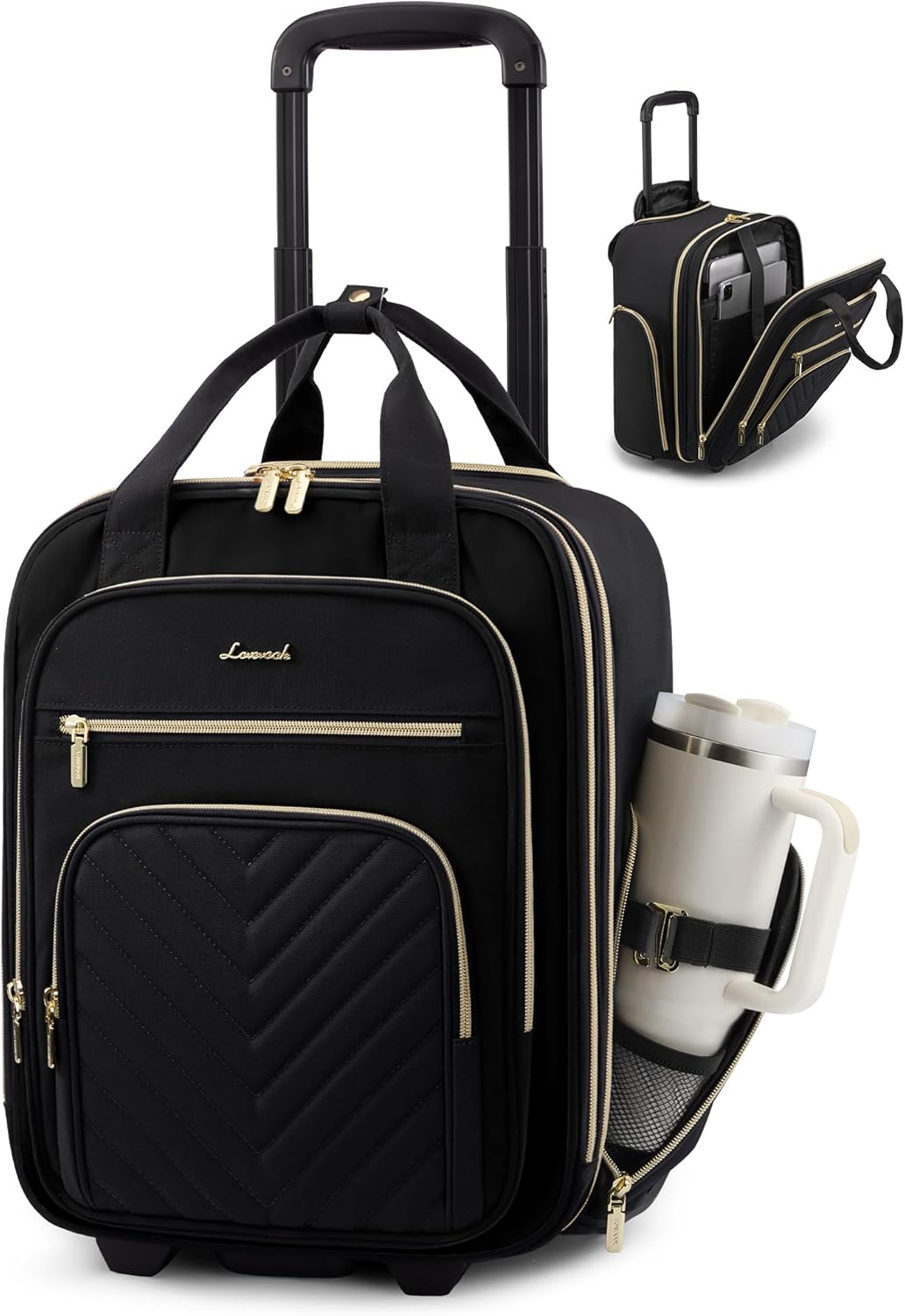 LOVEVOOK Underseat Carry On Luggage with Wheels, Lightweight Stylish Under Seat Luggage, Soft Sided Small Personal Item Suitcase for Travel