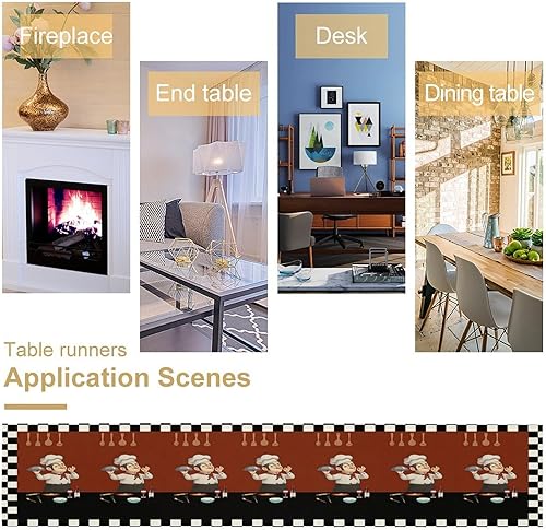 Vista 268 de Camino de mesa de chef de cocina, camino de mesa de chef grueso, decoración de granja, decoración de chef para la cocina, decoración de cocina