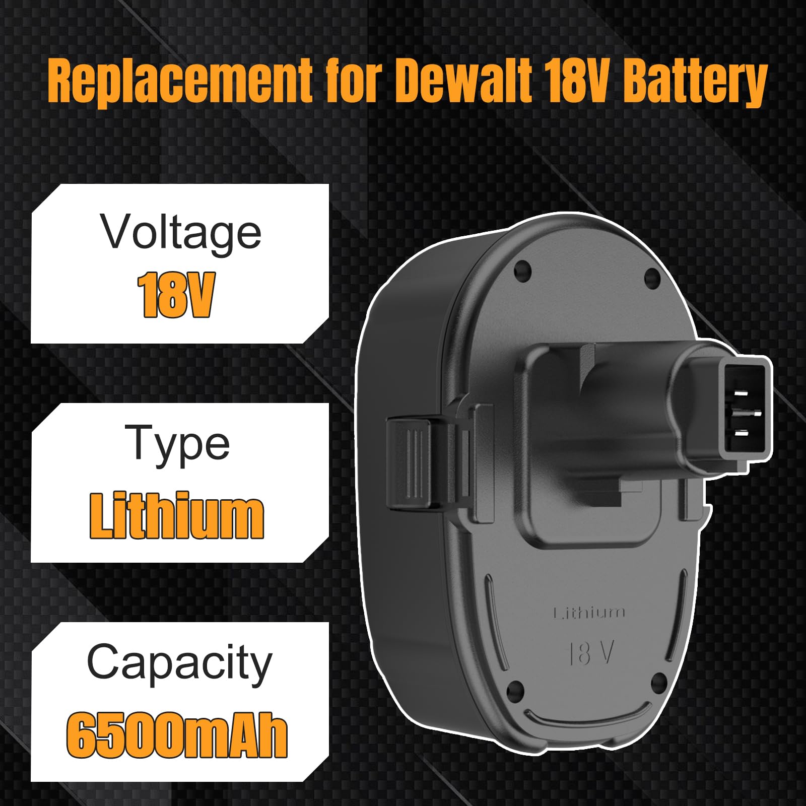18v Battery 2-Pack 6.5Ah 18V Lithium-Ion Battery Replacement For DeWalt XRP  Tools - DC9096, DW9096, Etc. 18 Volt Dewalt Battery