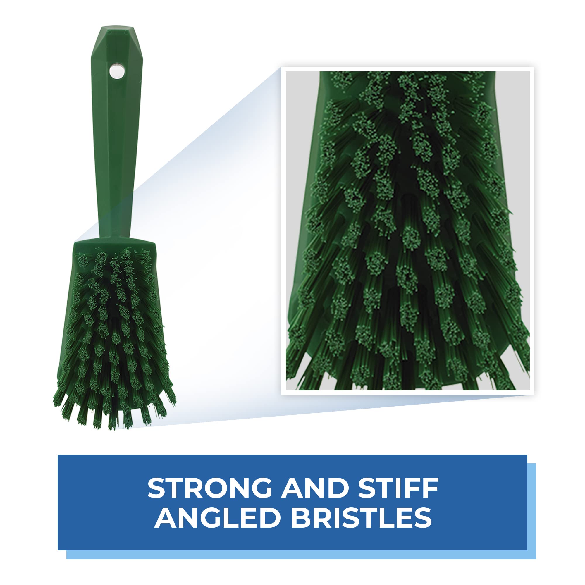 Vikan - Spazzola per la pulizia - Igiene - Con manico corto - Fibre dure - Verde