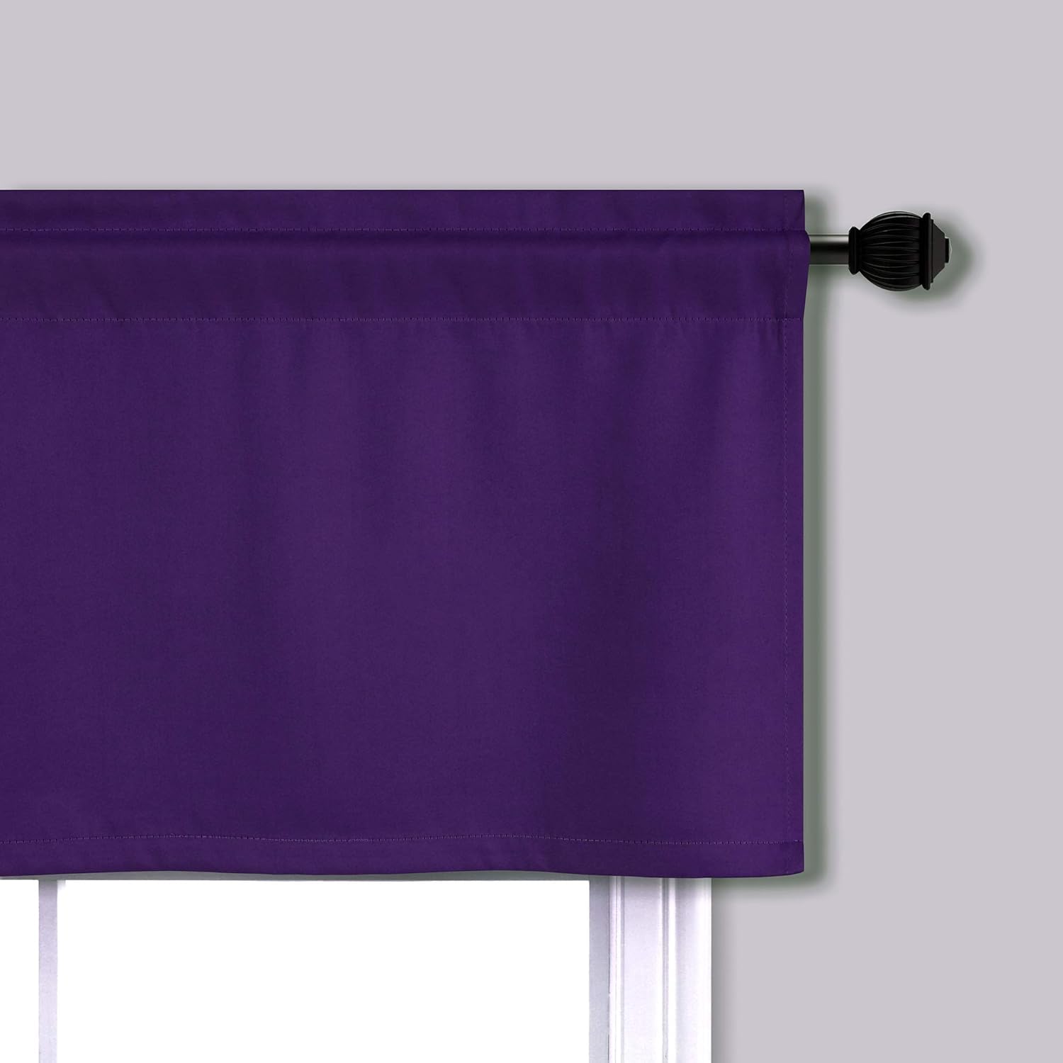 Mrs.Naturall Royal Purple Valances for Windows 2 Pack 18 Inch Length Pole Pocket Light Blocking Blackout Window Valance for Living Room Bathroom Dark Purple