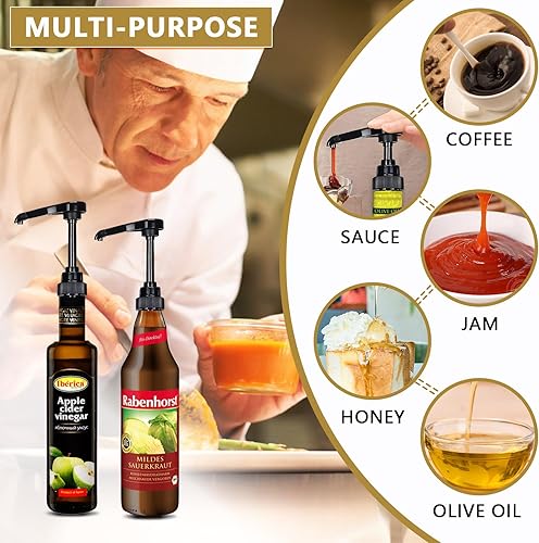 Miniatura 7 de ZTTXL 10 paquetes de dispensador de bomba de jarabe de café, se adapta a botellas de jarabe saborizante de café de 25.4 onzas, sin goteo, se adapta