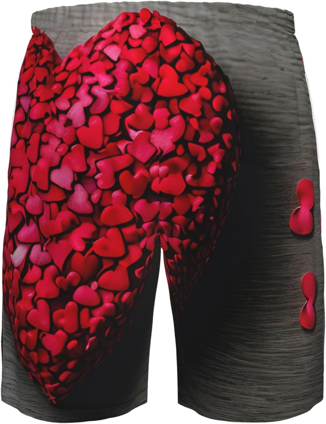 Falling Red Hearts Print Men's Quick-Drying Shorts Casual Beach Pants Stretch Waist Shorts and Pockets