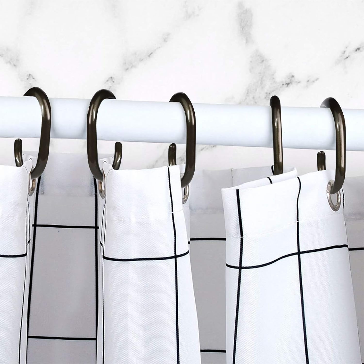 Qulable 24 pcs Shower Curtain Rings Plastic Shower Curtain Hooks C-Shaped Rings Hook Hanger Bath Drape Loop Clip Glide Bathroom Shower Window Rod (Bronze) : Home & Kitchen