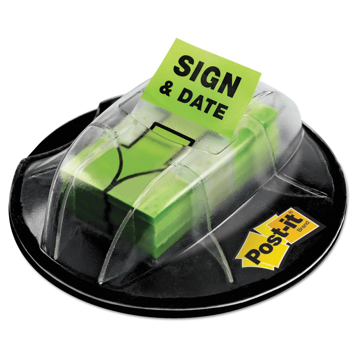 Post-it – Flaggen im Spender – "Sign & Date, Bright Green – 200 Flaggen/Spender