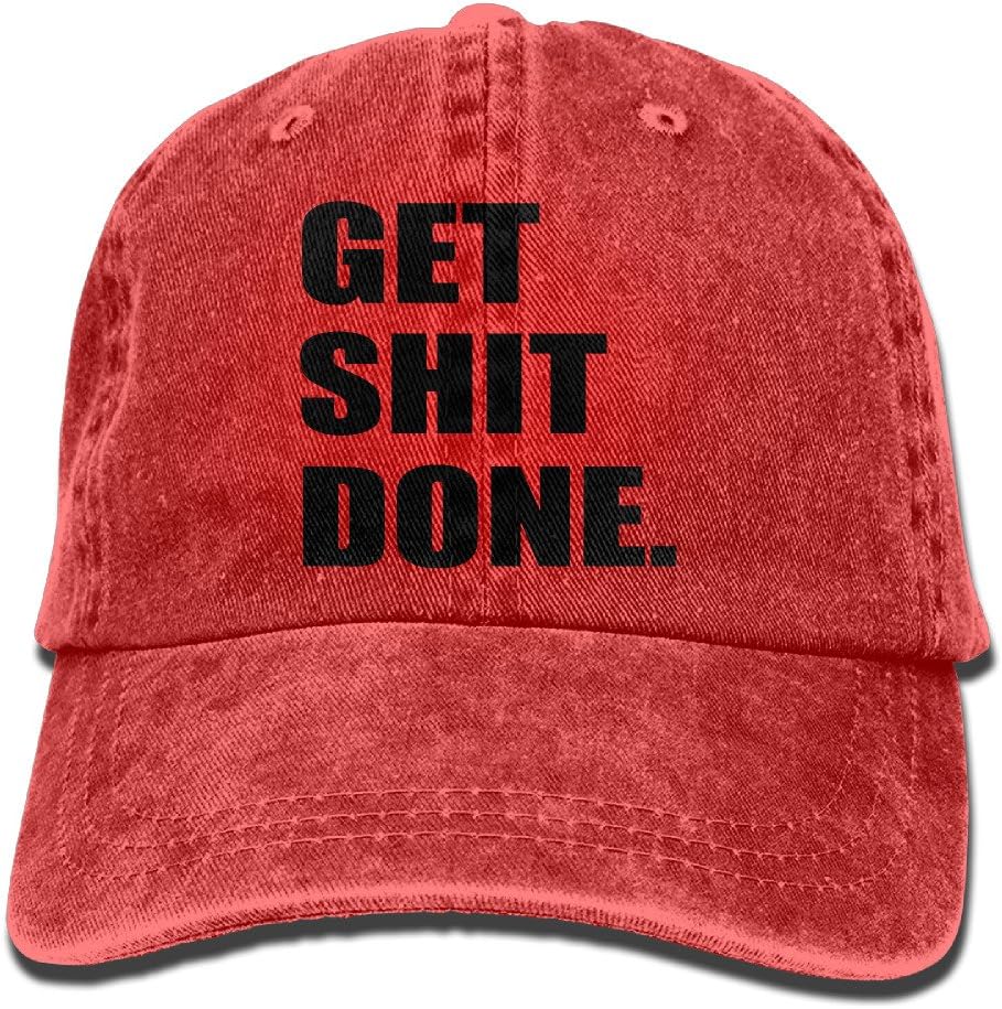 Get Shit Done Denim Hat Smooth Cotton Dad Hat Durable Plain Cap Baseball Hat For Unisex Red