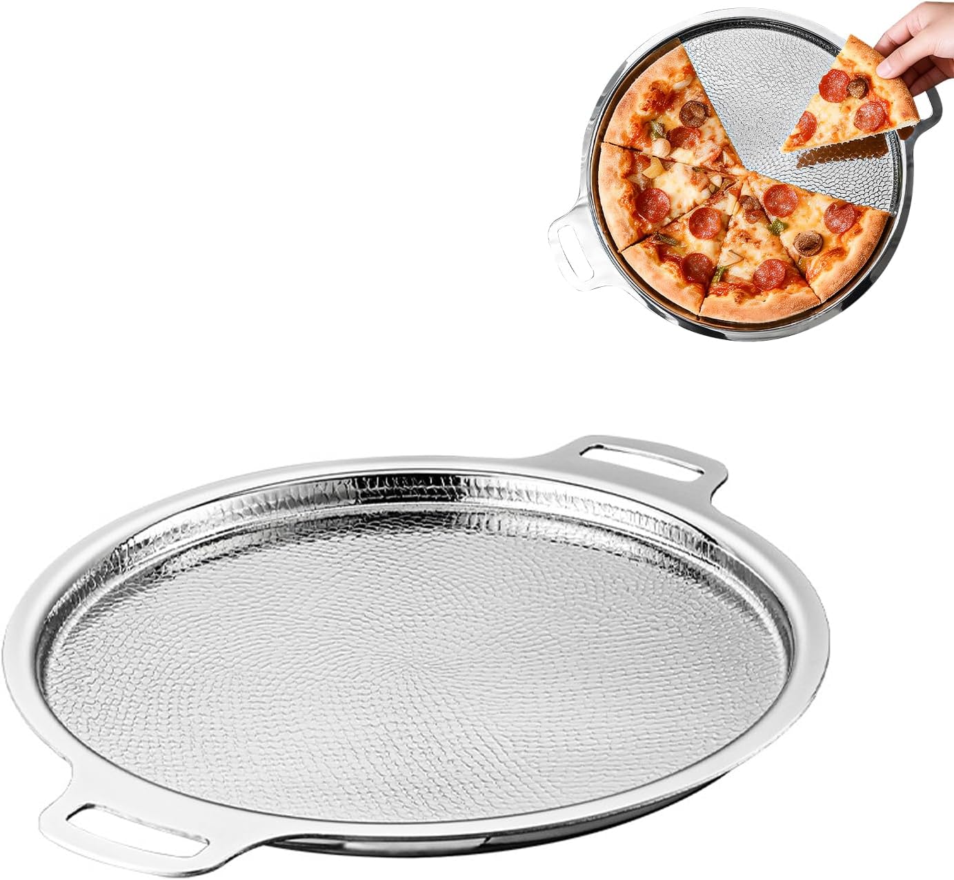 Upgrade Titanium Hammered Pan - Non-stick Double Handle Crepe Pan, Ultra-durable & Scratch-resistant, Even Heating Frying Pan For All Cooktops 15.75IN