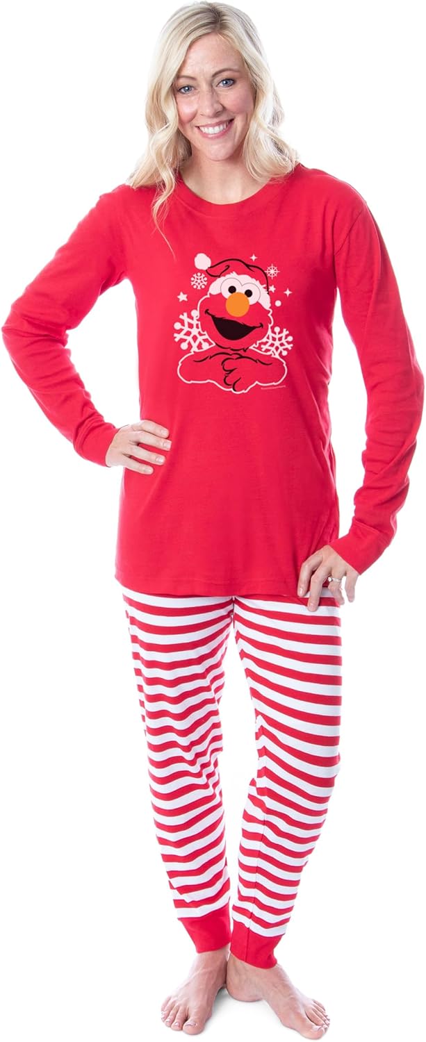 Sesame Street Unisex Family Christmas Santa Elmo Sleep Pajama Set - Image 4