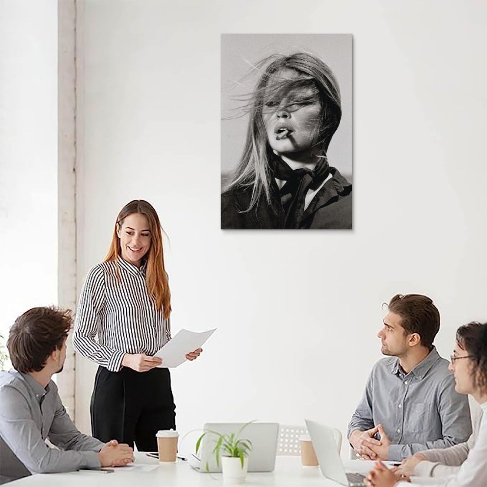 Poster Kate Moss Noir Et Blanc - Toile Avec Cadre Intégré - Déco Murale Maison Bureau 30x45cm