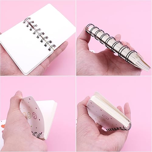 Miniatura 3 de Bloc de notas en espiral pequeño, paquete de 8 cuadernos Kawaii para estudio y notas, página en blanco, divertidos mini blocs para rascar,