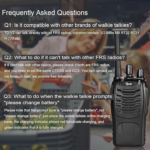 Miniatura 9 de TID RADIO TD-V2 Walkie Talkies para adultos de largo alcance recargable con cargador multiunidad de 6 vías, radios bidireccionales resistentes para