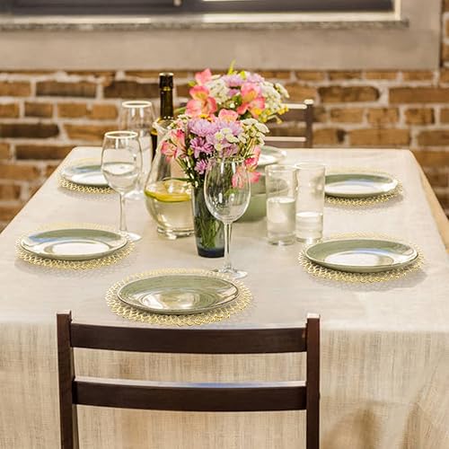 Miniatura 7 de Paquete de 5 manteles individuales huecos metálicos de vinilo prensadocargadorcentro de mesa de boda redondos, manteles individuales de vinilo