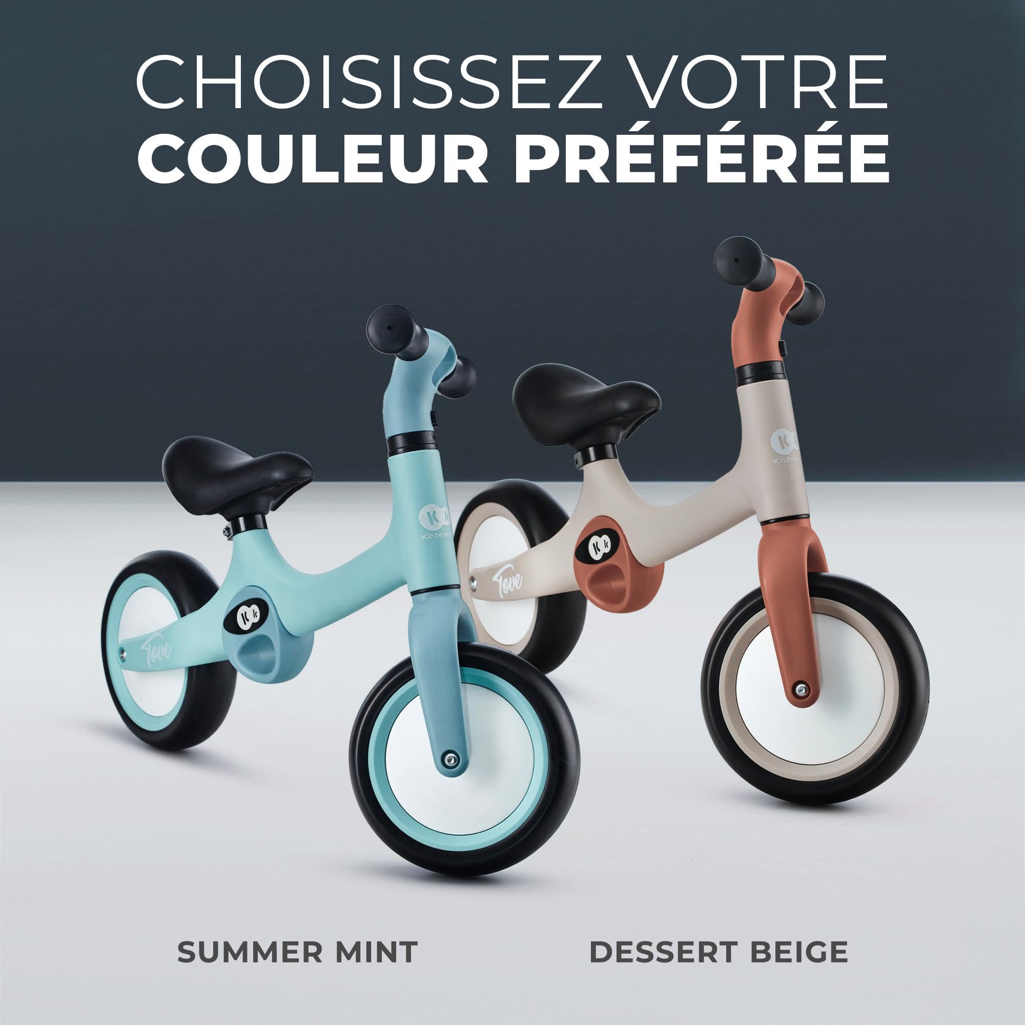 Kinderkraft Tove Draisienne en Métal, Vélo sans Pédale, 1,5 an à 25 kg, Selle réglable, Menthe