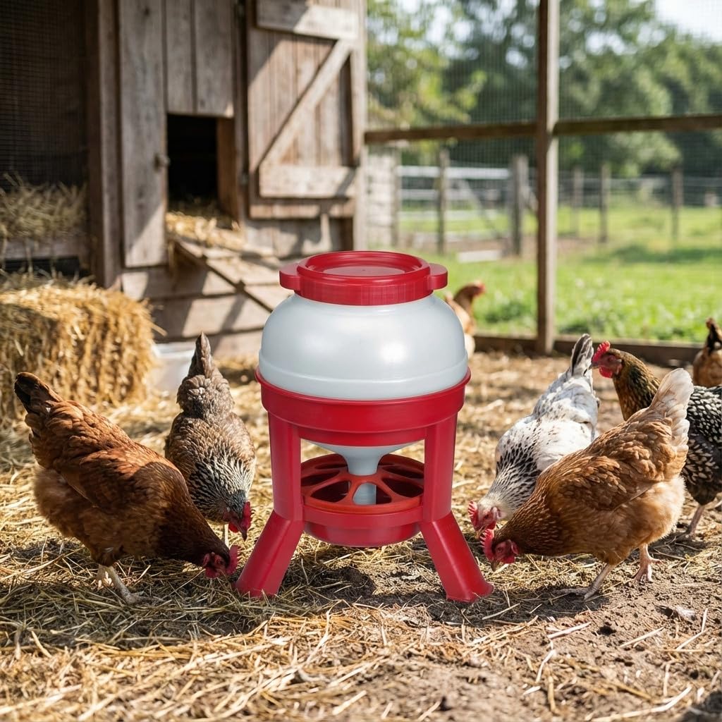 Suinga COMEDERO con Patas para GALLINAS. Capacidad 30 litros. Diámetro 36 cm, Altura 67 cm