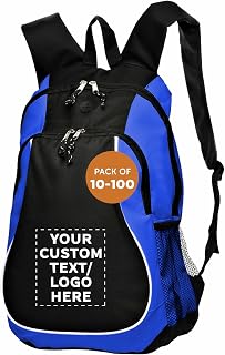 Custom Large Sports Backpacks Set of 10/50/100, Personalized Bulk Pack - Bring Everywhere You Go, Perfect for Travellers & Great for Everyday Use - Blue