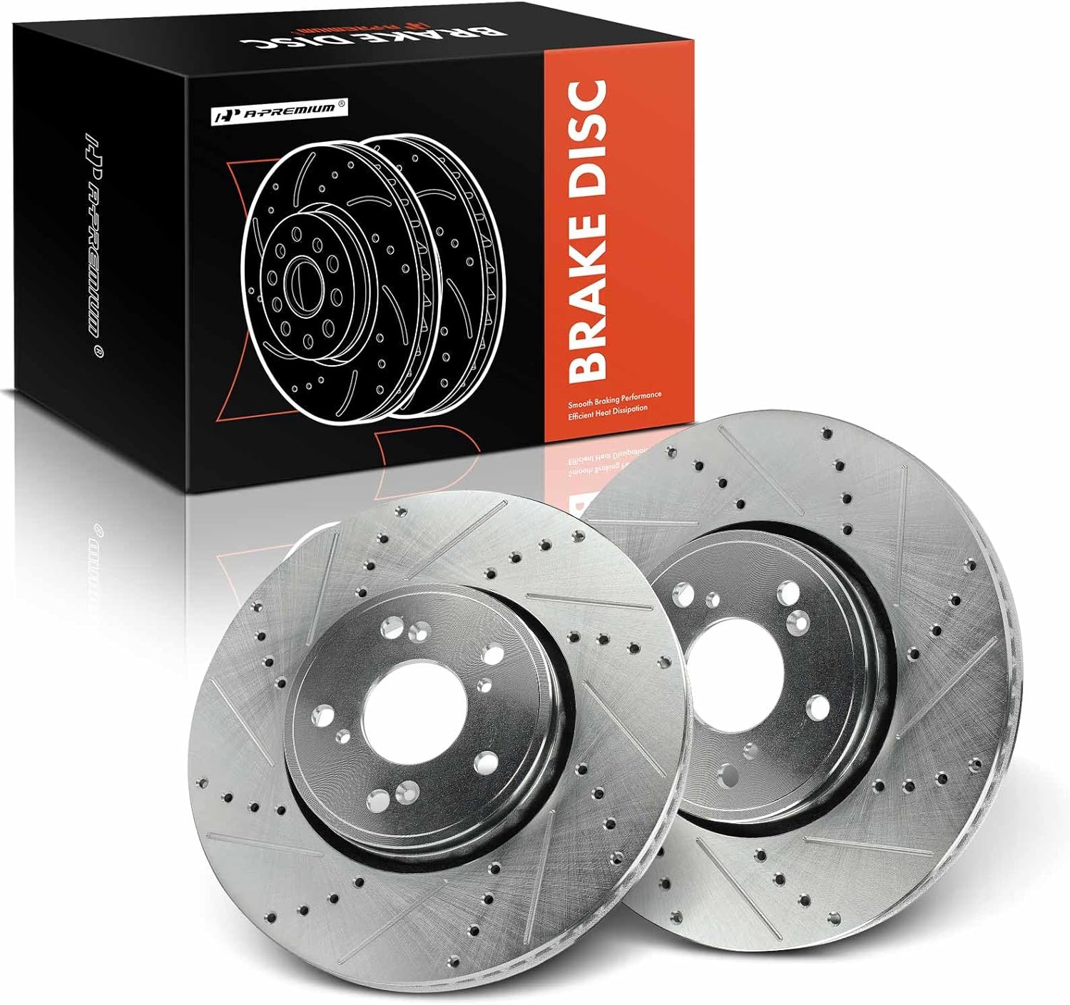 A-Premium 12.27 inch (311.7mm) Front Drilled and Slotted Disc Brake Rotors Compatible with Select Acura Models - RDX 2013-2018 3.5L, ILX 2016 2.4L, 2-PC Set
