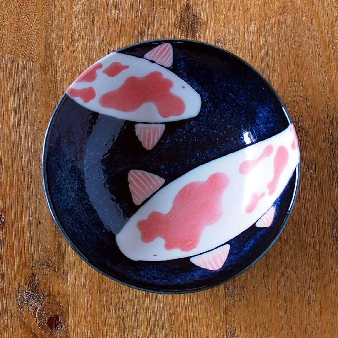 Ciotola per riso giapponese Mino-yaki in ceramica, set di 2 ciotole, 14,5 cm, motivo carpa rossa portafortuna, nero, Made in Japan