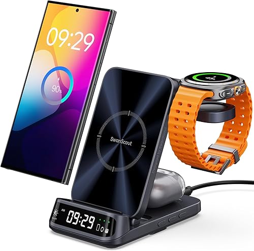 Estación de carga inalámbrica para Samsung S25 UltraS25S24S23S22Z Flip 7Fold 6, cargador inalámbrico 3 en 1 para Galaxy Watch 8 Classic8Ultra7FE65,